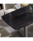 Фото #6 товара 63" Modern Artificial Stone Black Curved Black Metal Leg Dining Table -6 People