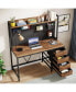 Фото #7 товара Computer Desk with 4 Drawers, 47 Inches Home Office Desk with Hutch and Storage, Industrial Gaming Desk PC Desk with Pegboard Study Writing Table Workstation for Home Office, Brown & Black