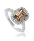 ფოტო #1 პროდუქტის Suzy Levian Sterling Silver Emerald-cut Cubic Zirconia Halo Engagement Ring