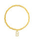 Gold Stretch Bead Imitation Pearl Letter Bracelet