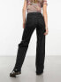 Only Juicy high waisted wide leg jeans in washed black