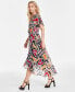 Фото #3 товара Women's Printed High-Low Flutter-Sleeve Dress