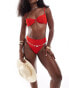 South Beach crinkle underwire bikini top in red