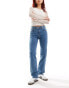 Dr Denim Lexy straight mid waist slim straight leg in pyke mid blue plain wash