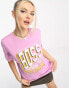 BOSS Orange varsity logo oversized t-shirt in pink