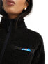 Kavu pinesdale zip through sherpa fleece jacket in black