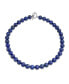 ფოტო #1 პროდუქტის Plain Simple Classic Western Jewelry Dark Blue Lapis Lazuli Round 10MM Bead Strand Necklace For Women Silver Plated Clasp 20 Inch