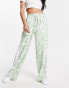 ASOS DESIGN pull on trouser with contrast panel in animal print in sage Зеленый, 36 - фото #1