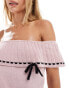 Mango knitted bardot bow detail co-ord top in light pink