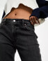 Abercrombie & Fitch low rise baggy jeans with raw hem in black