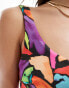 ASOS DESIGN Lillie scoop swimsuit in multi abstract print