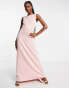 TFNC Bridesmaid bow back maxi dress in muted blush