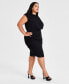 Фото #2 товара Trendy Plus Size Cap-Sleeve Ruched Mesh Dress, Created for Macy's