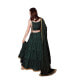 ფოტო #6 პროდუქტის Women's Green and Gold Lehenga Choli Set with Mirror Work Blouse and Embellished Dupatta