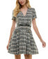 ფოტო #1 პროდუქტის Juniors' Belted Bouclé Fit & Flare Dress