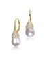 ფოტო #3 პროდუქტის Sterling Silver Cubic Zirconia and Pearl Bulb Earrings