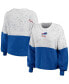 ფოტო #1 პროდუქტის Women's White, Royal Buffalo Bills Lightweight Modest Crop Color-Block Pullover Sweater