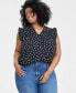 Фото #1 товара Trendy Plus Size Polka-Dot Ruffled-Trim Blouse, Created for Macy's