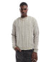 Фото #1 товара ASOS DESIGN knitted relaxed plated cable jumper in grey and khaki with distressed hem