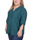 ფოტო #3 პროდუქტის Plus Size Roll-Tab Sleeve Top