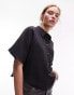 Фото #2 товара Topshop crop lightweight twill shirt black