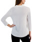 ფოტო #2 პროდუქტის Women's 3/4 Sleeve V-Neck Pleat Top, Created for Macy's