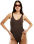 Фото #2 товара Candypants ribbed underwire swimsuit in dark brown