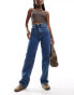 Фото #1 товара Monki Zami high waist straight leg jeans in mid blue