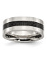 Фото #1 товара Stainless Steel Black Fiber Inlay 8mm Flat Band Ring