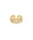 ფოტო #1 პროდუქტის Adjustable Cubic Zirconia 18K Gold Plated Link Ring