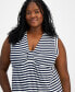 ფოტო #2 პროდუქტის Plus Size Striped Sleeveless Midi Dress