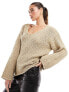 Фото #1 товара NA-KD structured knitted jumper in beige