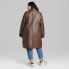 Фото #2 товара Women's Faux Leather Trench Coat - Wild Fable Brown 3X