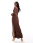 ASOS DESIGN co-ord trim detail maxi skirt in chocolate