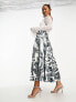 Фото #8 товара ASOS DESIGN Petite satin pleated midi skirt in mono zebra print