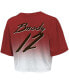 Фото #4 товара Women's Threads Tom Brady Red, White Tampa Bay Buccaneers Drip-Dye Player Name and Number Tri-Blend Crop T-shirt