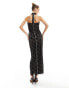 Rare London lace maxi dress with corsage detail in black