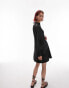 Topshop Tall satin tie mini shirtdress in black