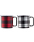 Stackable Plaid Insulated Coffee Mugs, Set of 2