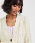 ფოტო #3 პროდუქტის Women's Cropped V-Neck Cable-Knit Cardigan, Created for Macy's