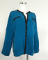 NY Collection Womens Petite Button Front Crew Neck Long Sleeve Cardigan Blue PL