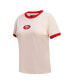 Women's Cream Distressed San Francisco 49ers Retro Classic Ringer T-shirt