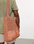 ASOS DESIGN crochet tote bag in brown