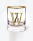 Monogram Rim and Letter W Double Old Fashioned Glasses, Set Of 4