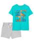 Toddler 2-Piece Dino Graphic Tee & Pull-On Cotton Shorts Set 4T
