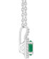 ფოტო #3 პროდუქტის Emerald (1/2 ct. t.w.) & Diamond (1/8 ct. t.w.) Oval Halo 18" Pendant Necklace in Sterling Silver (Also in Ruby & Sapphire)