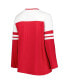 Фото #3 товара Women's Crimson Oklahoma Sooners Plus Size Long Sleeve Stripe V-Neck T-shirt