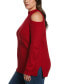 Фото #3 товара Plus Size Cold Shoulder Long Sleeve Tunic Sweater