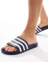 Фото #2 товара adidas Swim Adilette white stripe sliders in navy