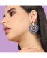 Women's Blue Embellished Circular Drop Earrings